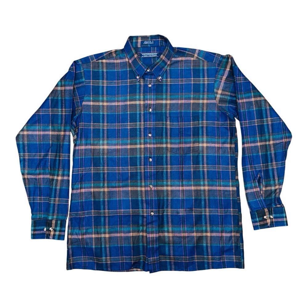 Van Heusen Blue and Green Casual Button Down Shirt Winter Weights